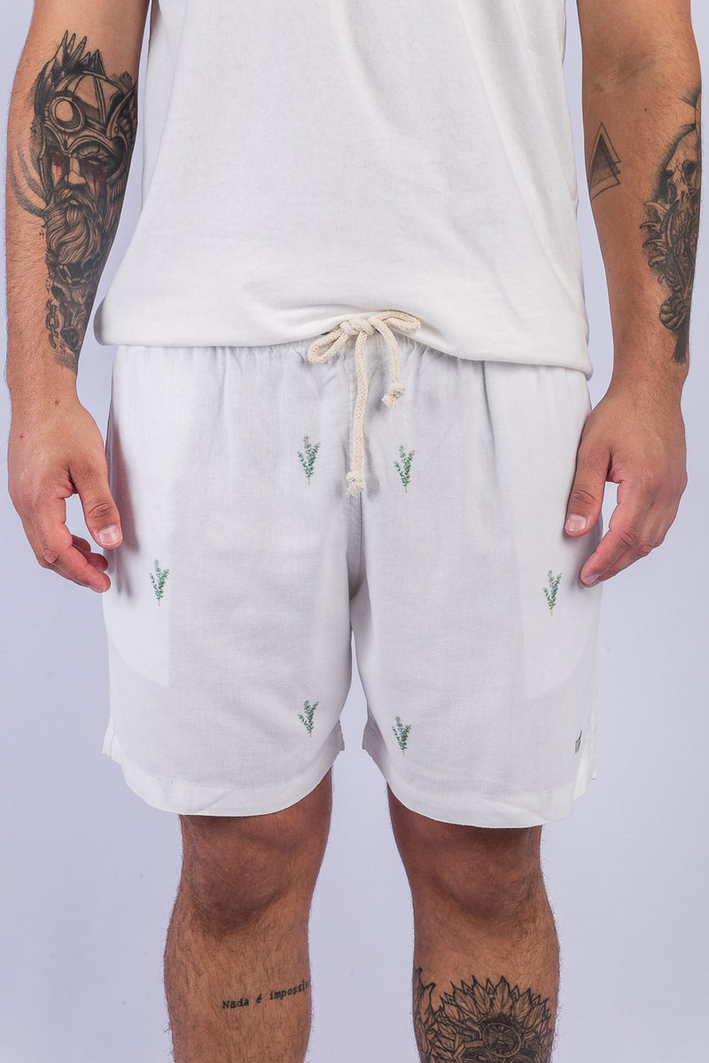 Short Linho Ramos Branco Lehua