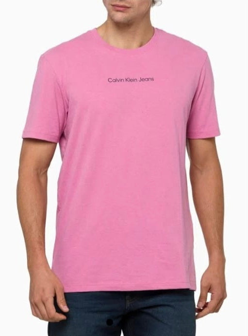 Camiseta Logo Centralizado Rosa CKJ