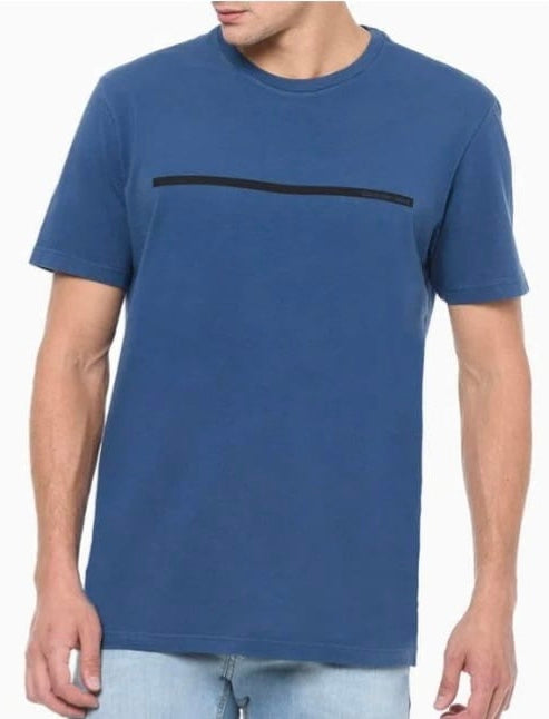 Camiseta Logo Palito Azul Médio CKJ